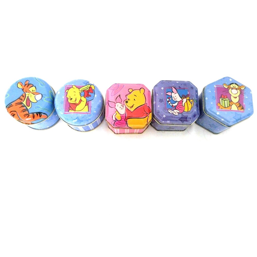 Disney Winnie The Pooh Set of 5 Scented‎ Candles Decorative Tins RARE